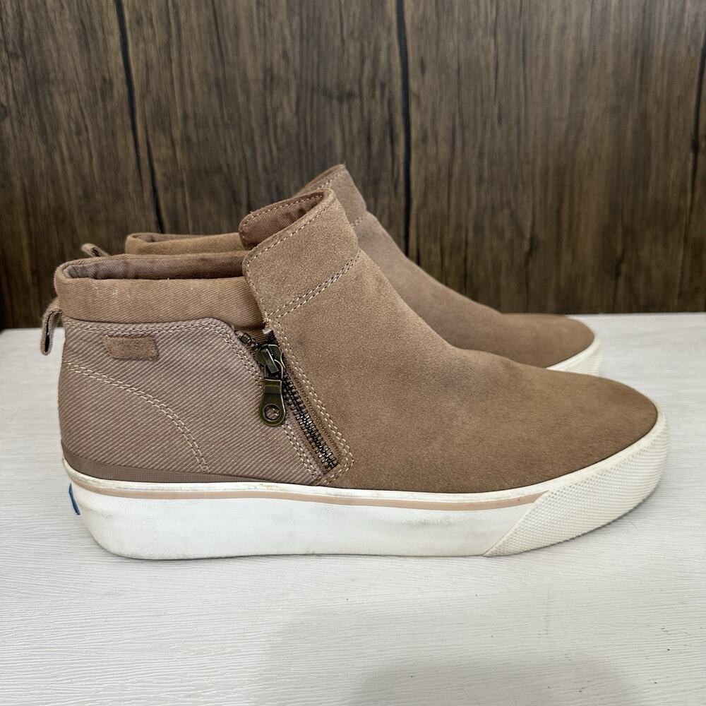 Keds Cooper Bootie Womens Size 10 Zip Brown Pull On Sneaker Comfort Suede Canvas